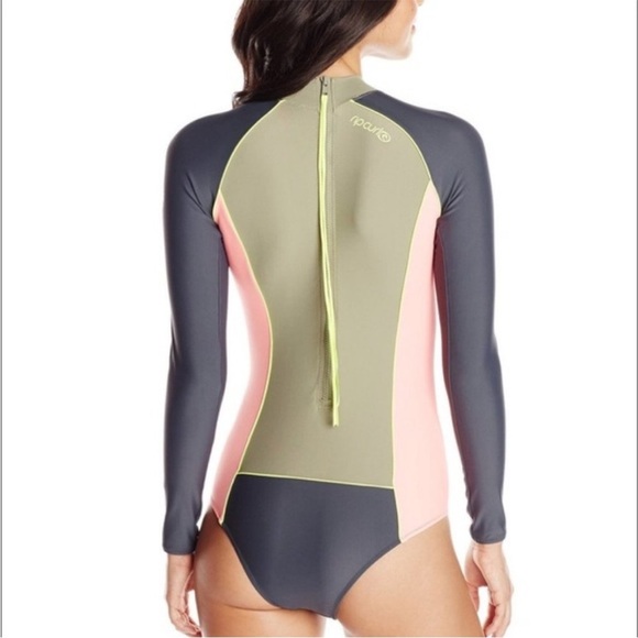 Rip Curl Maverick Rash Guard surf suit swimsuit Zip Up Color Block One Piece XS - Picture 3 of 9